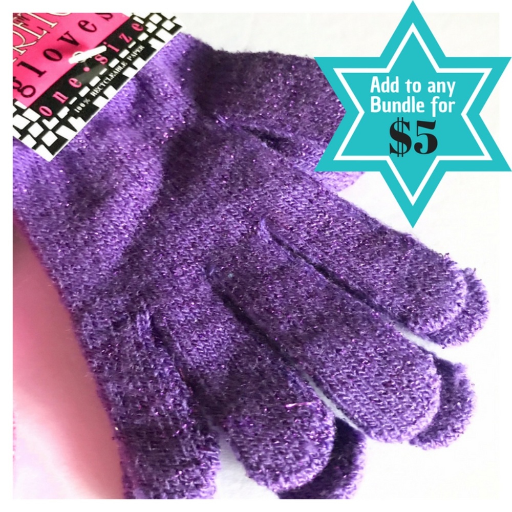 Purple Glittery Stretch Gloves - ADD ON for $5!
